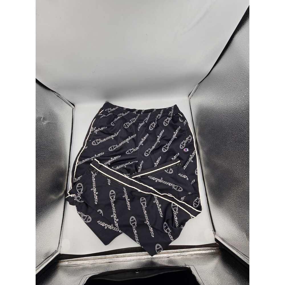 Champion Athletic Drawstring Pants Pattern Black White Medium Mens Women's